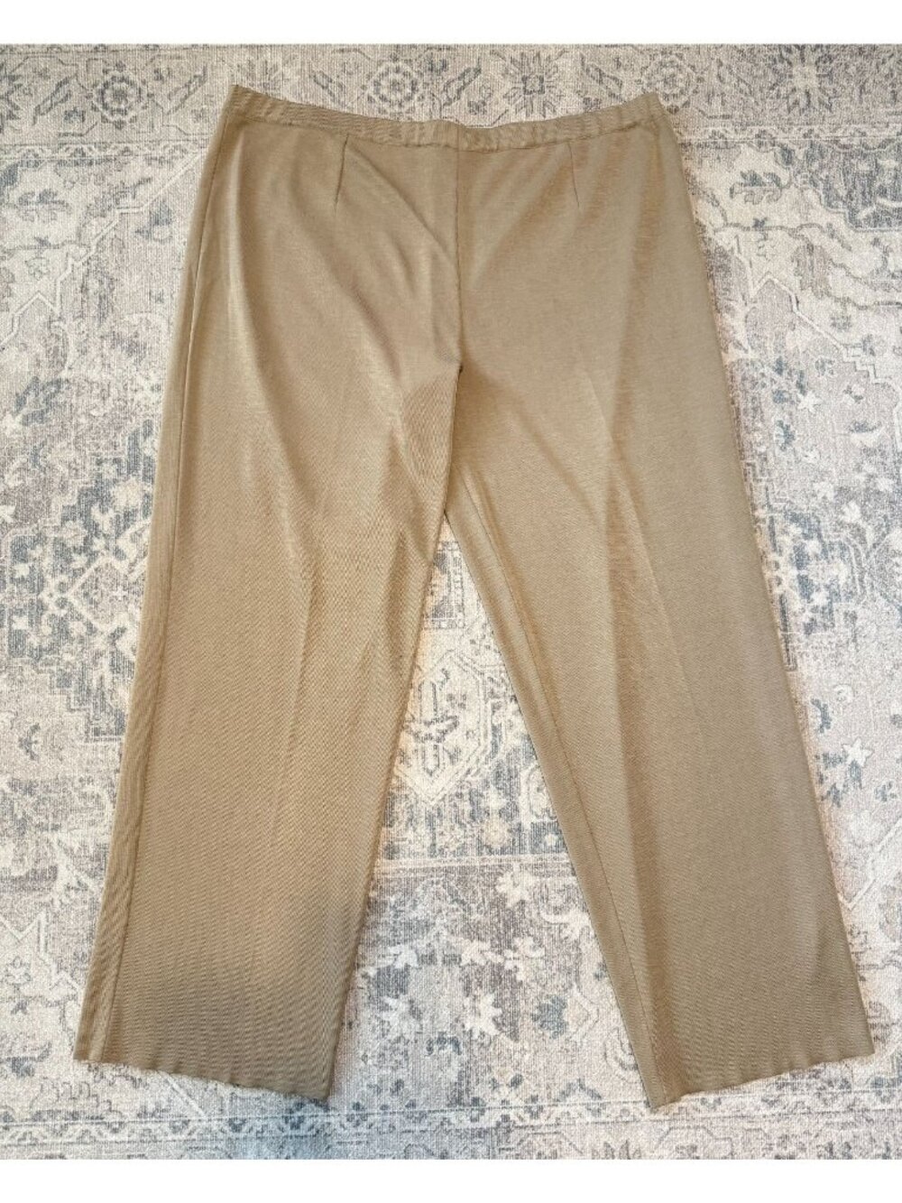 Ming Wang Women's Straight Leg Pull On Elastic Waist Tan Pants 3X Stretch